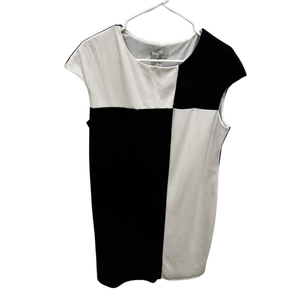 Tash + Sophie 60s Inspired Cap Sleeve Shift Midi Dress Black and White Size 14